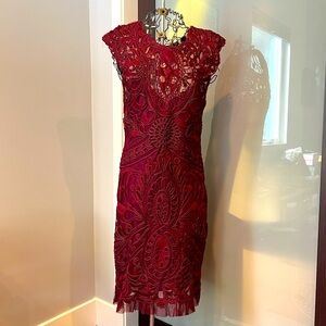 Burgandy Sleeveless Lace Yoana Baraschi Dress Size 6
